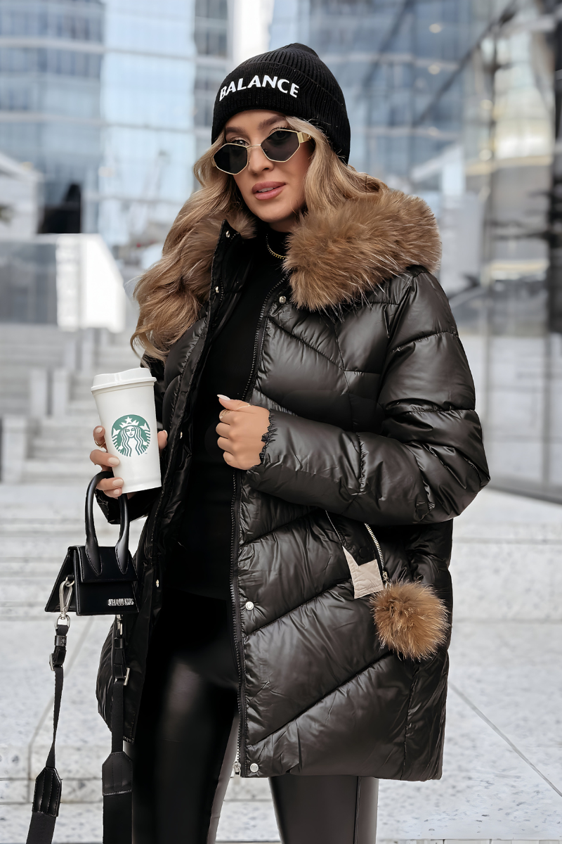 Women’s Stylish Warm Hooded Parka Coat Black