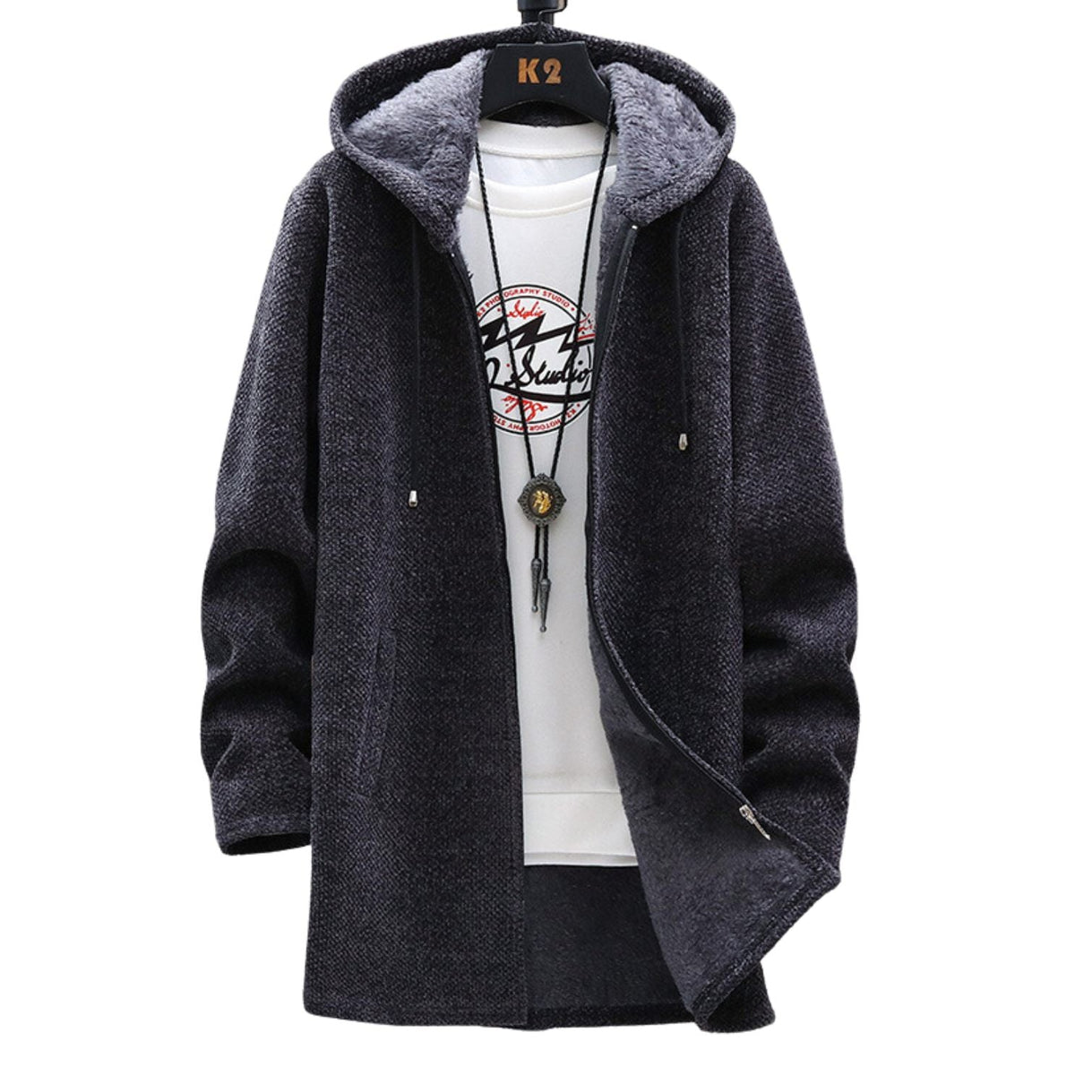 Women’s Stylish Hooded Jacket Dark Grey