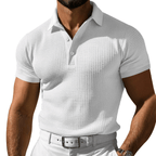 Men’s Premium Knit Polo Shirt with Vintage Style White