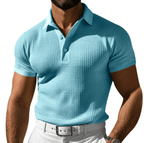 Men’s Premium Knit Polo Shirt with Vintage Style Blue