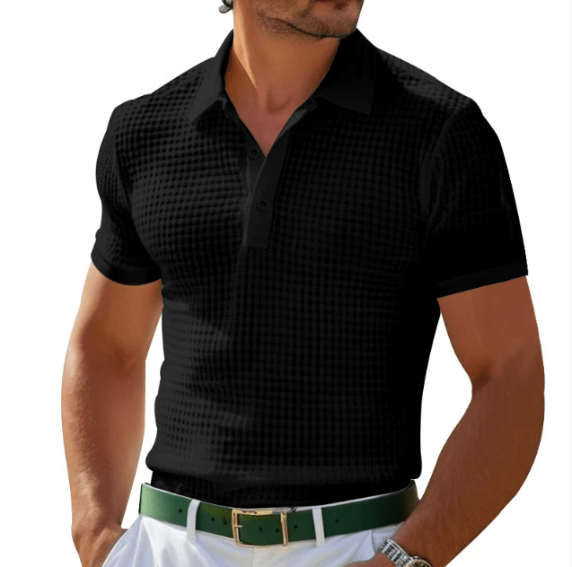 Men’s Premium Knit Polo Shirt with Vintage Style Black