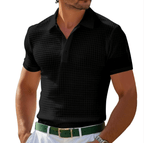 Men’s Premium Knit Polo Shirt with Vintage Style Black