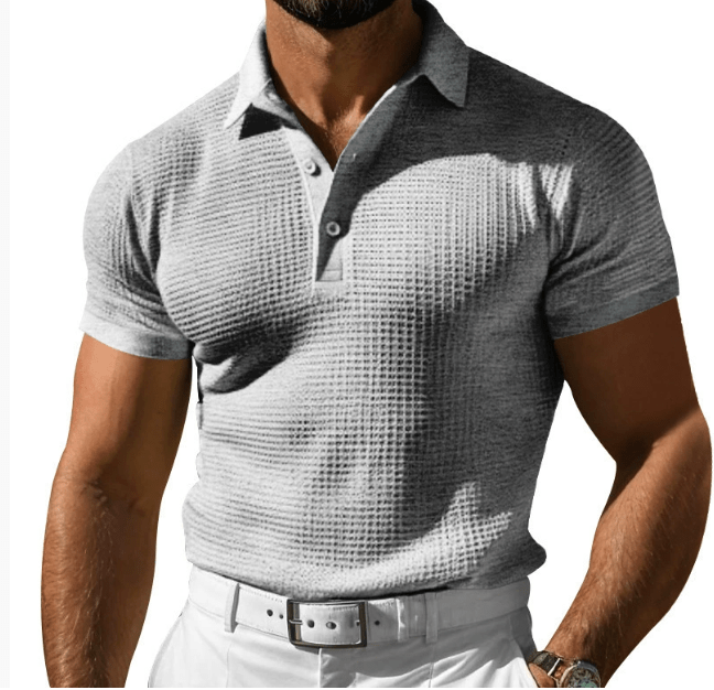 Men’s Premium Knit Polo Shirt with Vintage Style Gray