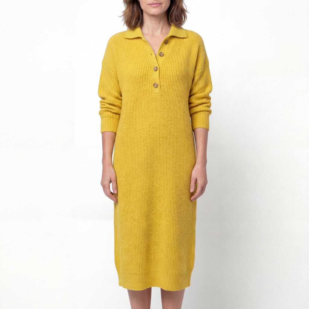 Women’s Relaxed Fit Button Front Dress Yellow