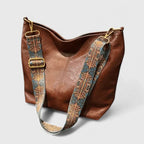 Women’s Distinctive Shoulder Bag with Decorative Straps Brown