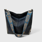 Women’s Distinctive Shoulder Bag with Decorative Straps Black