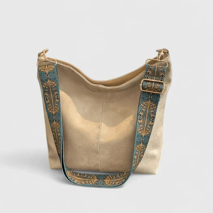 Women’s Distinctive Shoulder Bag with Decorative Straps Beige