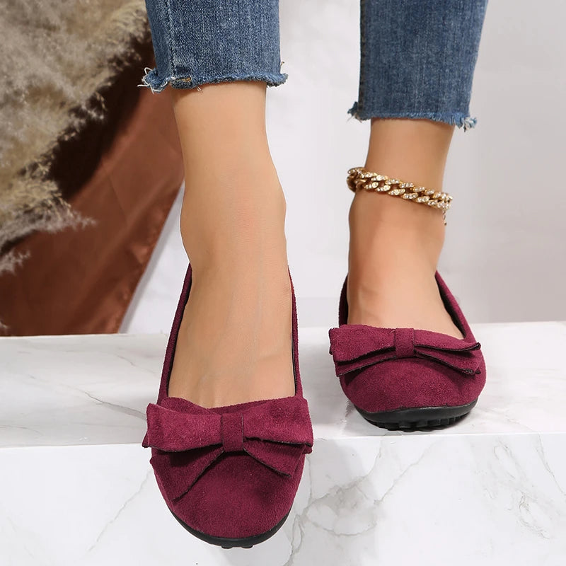 Women’s Elegant Ballerina Flats with Bow Detail