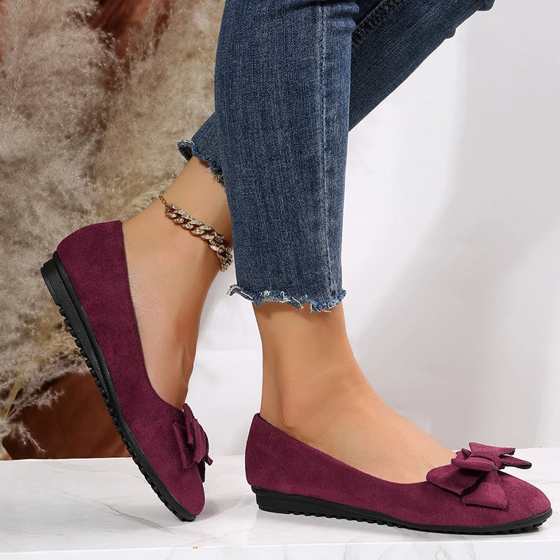 Women’s Elegant Ballerina Flats with Bow Detail