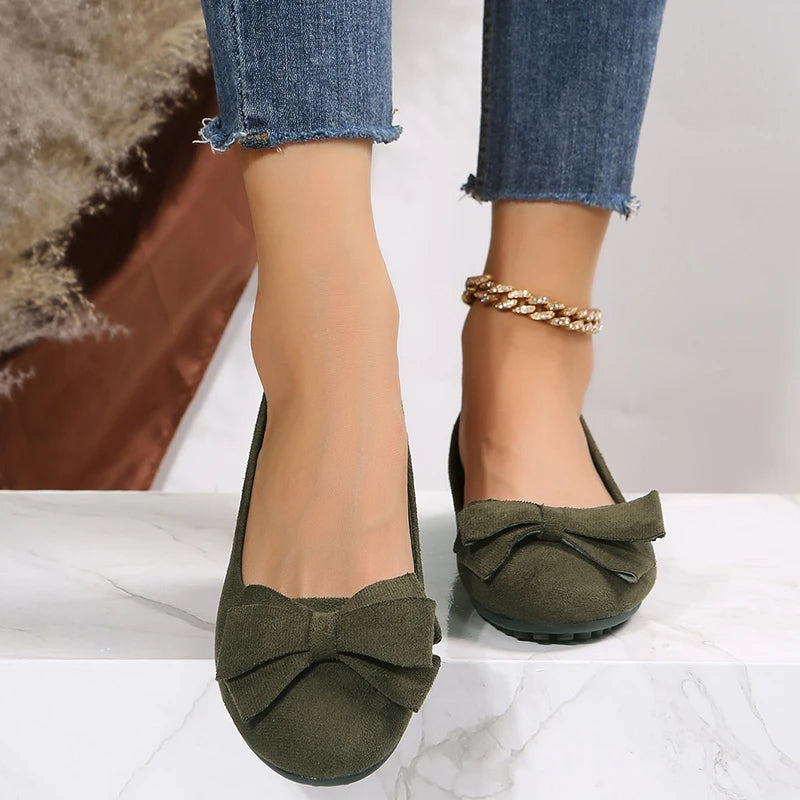 Women’s Elegant Ballerina Flats with Bow Detail