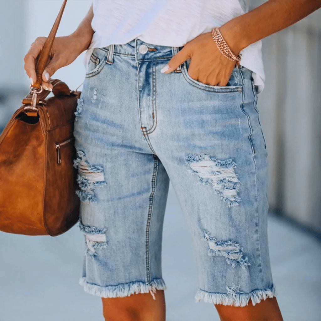 Women’s Stylish Denim Shorts for Comfort and Durability Light Blue
