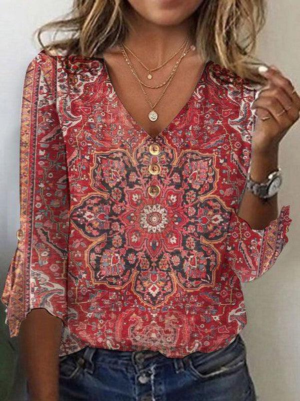 Women’s Bohemian Print Blouse – Relaxed Summer Style