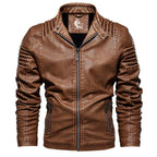 Men’s Classic Faux Leather Jacket Wood Brown