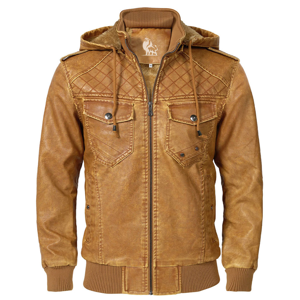 Men’s Luxe Leather-Look Jacket Brown