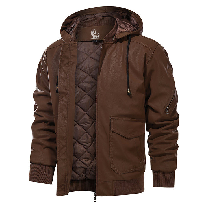 Men’s Classic Faux Leather Jacket Saddle Brown
