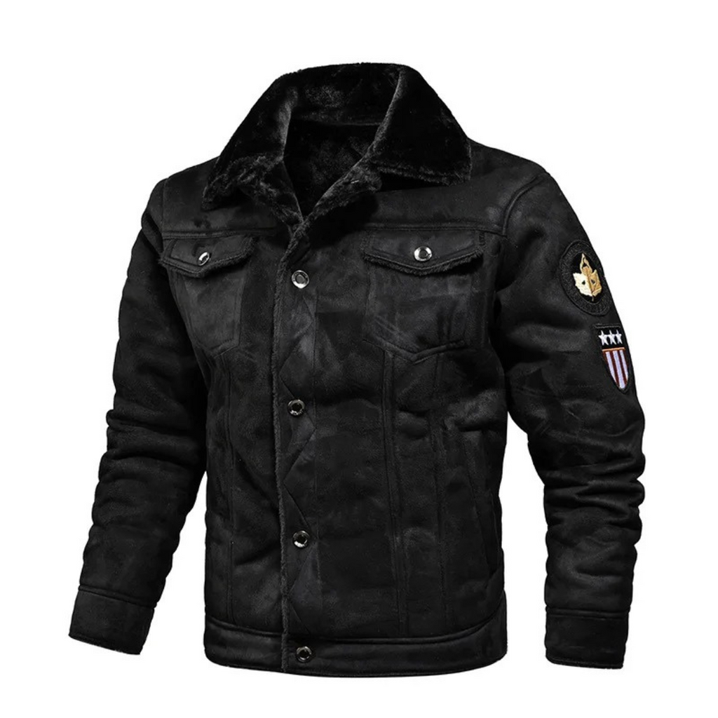 Men’s Warm and Versatile Leather Look Jacket Black