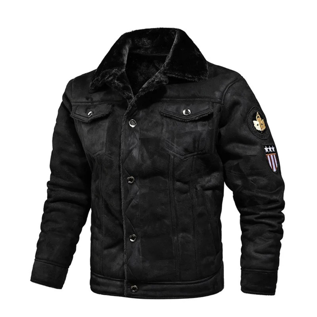 Men’s Warm and Versatile Leather Look Jacket Black