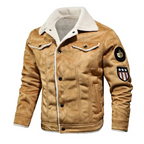 Men’s Warm and Versatile Leather Look Jacket Khaki