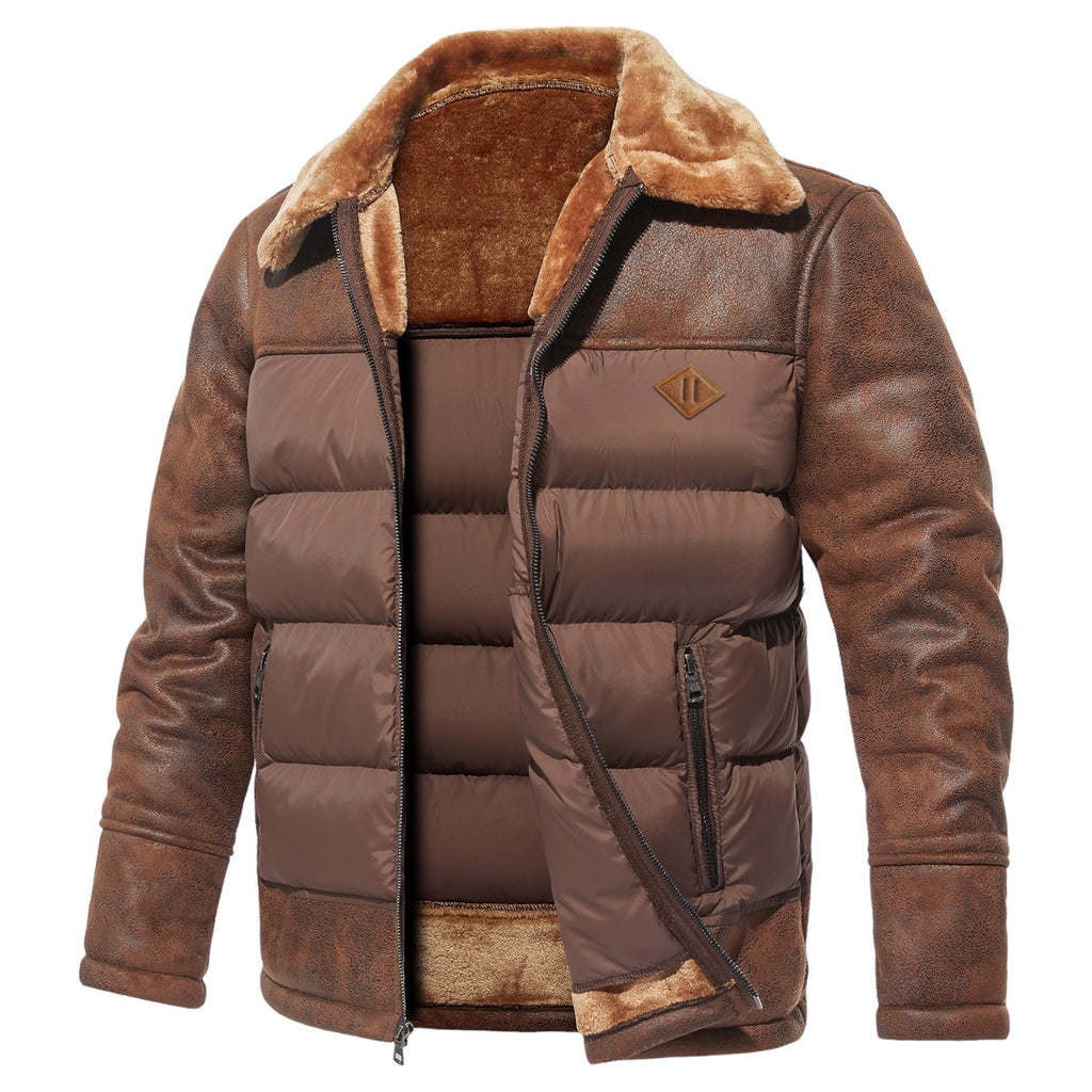 Men’s Classic Leather-Look Jacket Brown