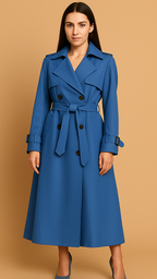 Women’s Stylish Long Trench Coat Blue