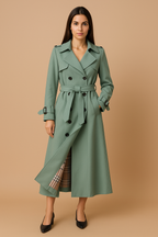 Women’s Stylish Long Trench Coat Green