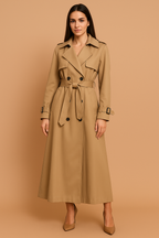 Women’s Stylish Long Trench Coat Khaki