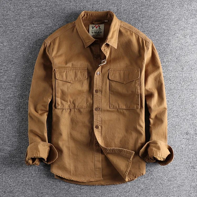 Men’s Elegant Utility Shirt for Everyday Style and Comfort Khaki