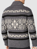 Men’s Shawl Collar Geometric Patterned Cardigan
