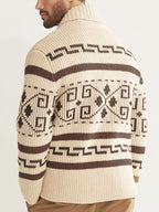 Men’s Shawl Collar Geometric Patterned Cardigan