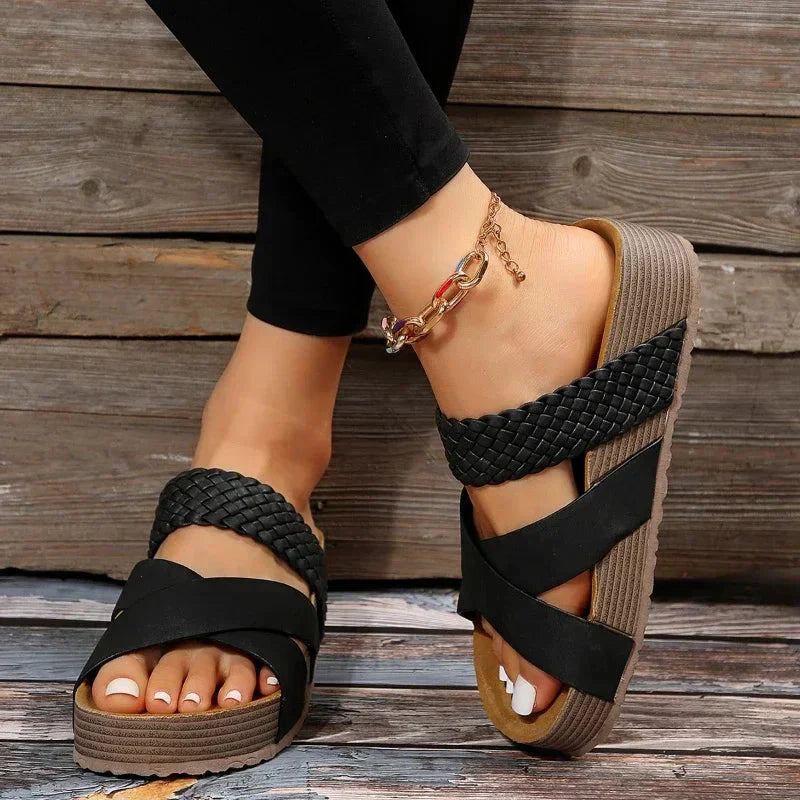 Women’s Comfortable Orthopedic Platform Sandals for Summer Black