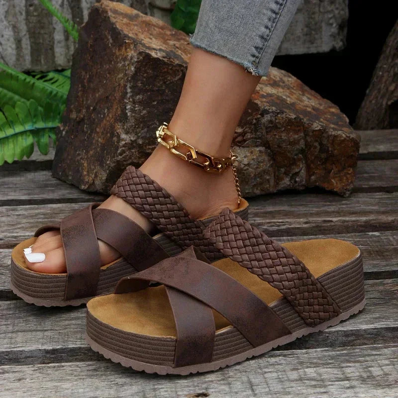 Women’s Comfortable Orthopedic Platform Sandals for Summer Brown