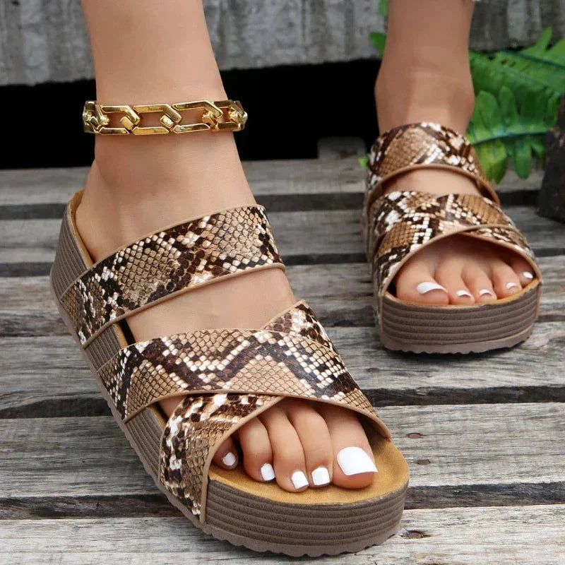 Women’s Comfortable Orthopedic Platform Sandals for Summer Snake Print