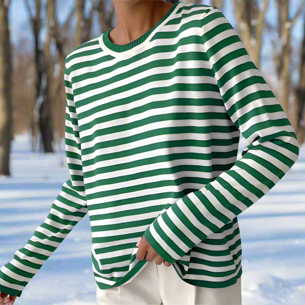 Women’s Classic Striped Long Sleeve T-Shirt Sapphire Green
