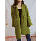 Women’s Oversized Knit Open Front Cardigan with Pockets Moss