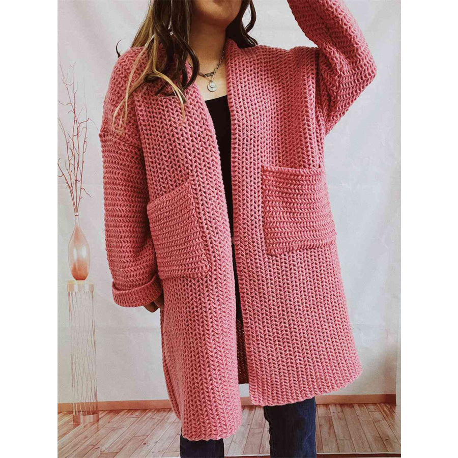 Women’s Oversized Knit Open Front Cardigan with Pockets