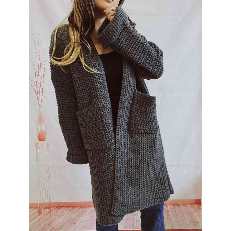 Women’s Oversized Knit Open Front Cardigan with Pockets