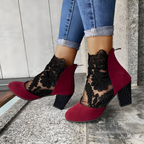 Women's orthopaedic heels in black with a wide toe box, styled for casual and smart-casual outfits.