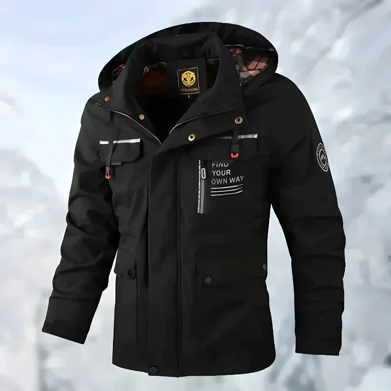Men’s Stylish Outdoor Jacket with Multiple Pockets Black