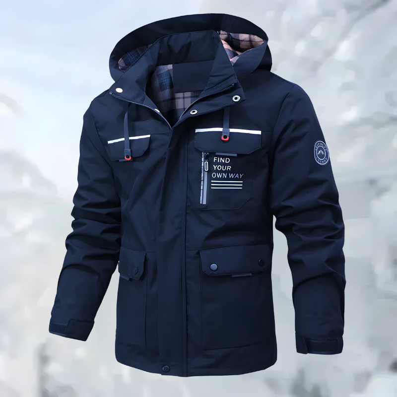Men’s Stylish Outdoor Jacket with Multiple Pockets Blue