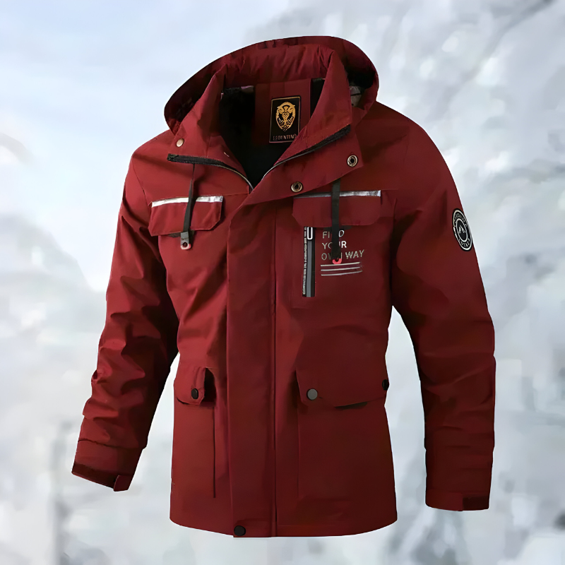 Men’s Stylish Outdoor Jacket with Multiple Pockets Red