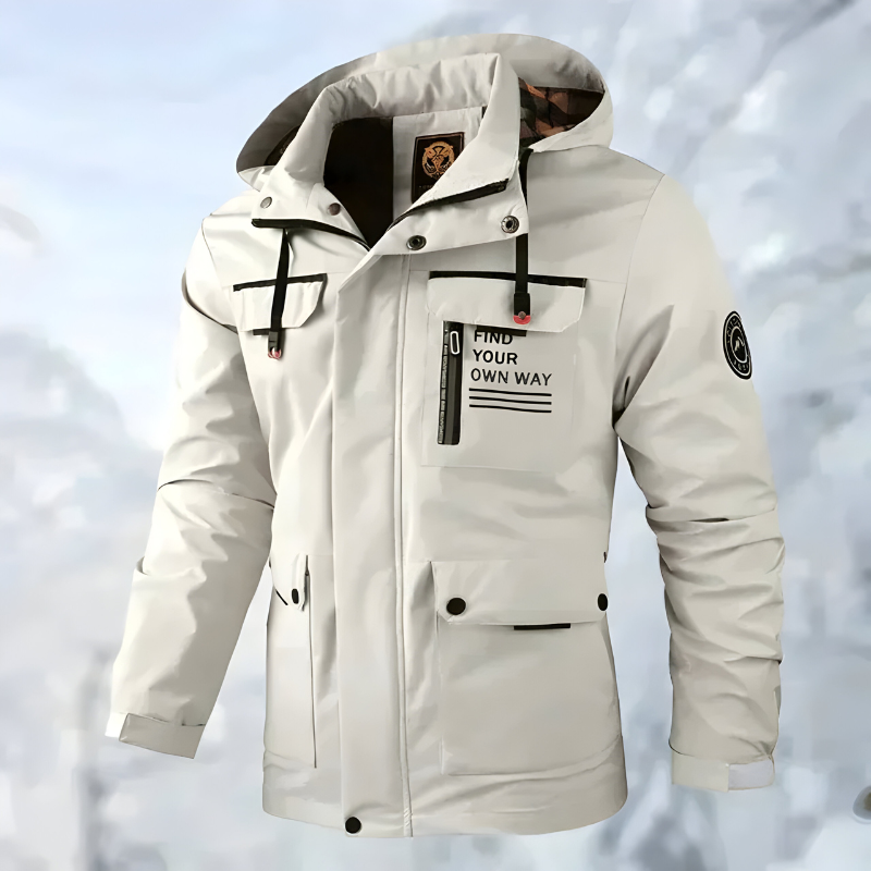 Men’s Stylish Outdoor Jacket with Multiple Pockets White
