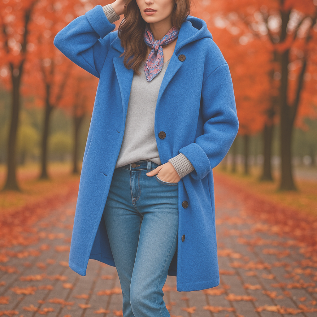 Women’s Cosy Oversized Tweed Coat Blue