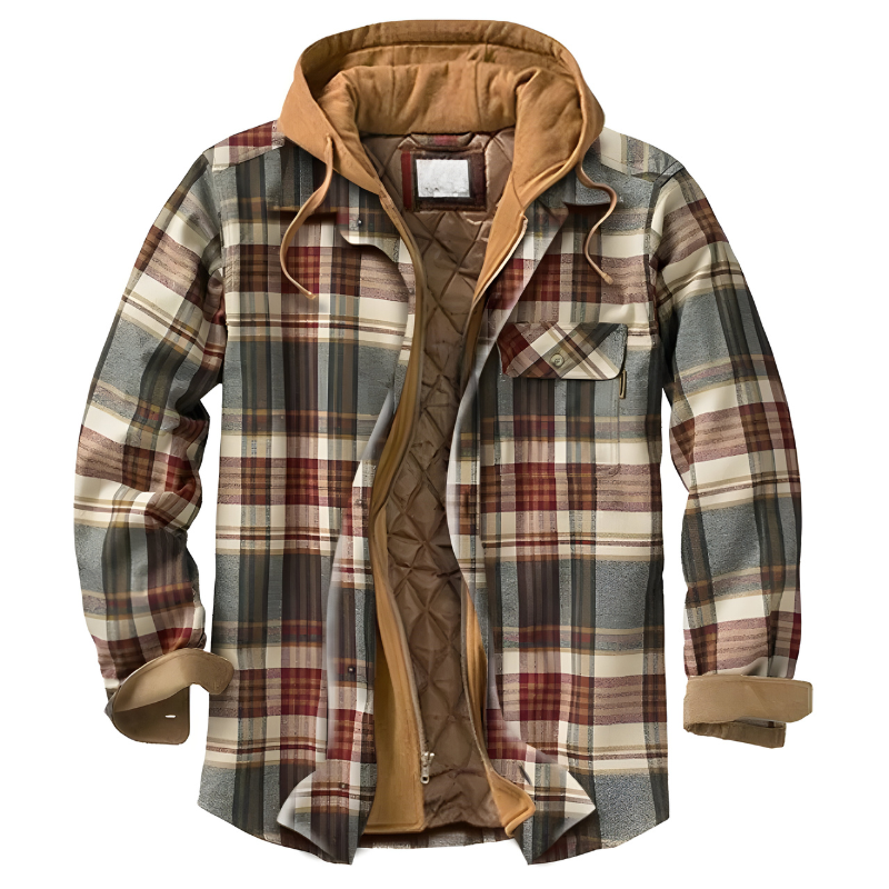 Men’s Comfortable Patchwork Hooded Jacket Khaki