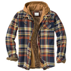 Men’s Comfortable Patchwork Hooded Jacket Khaki & Blue
