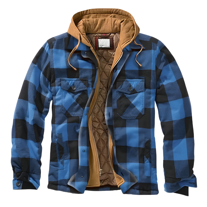 Men’s Comfortable Patchwork Hooded Jacket Navy