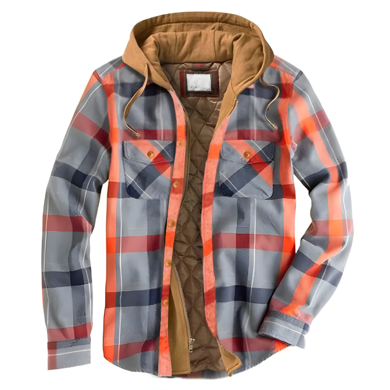 Men’s Comfortable Patchwork Hooded Jacket Orange