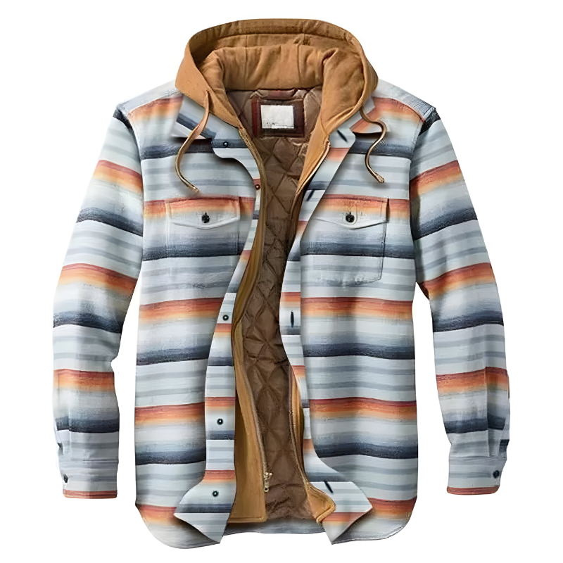 Men’s Comfortable Patchwork Hooded Jacket White