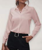 Women’s Elegant Tailored Button-Up Work Blouse Pink