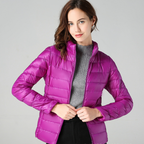 Women’s Ultra-Light Puffer Jacket with Fine Pleats Purple