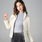 Women’s Ultra-Light Puffer Jacket with Fine Pleats White